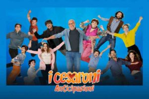 i protagonisti della serie tv i cesaroni in una locandina rielaborata