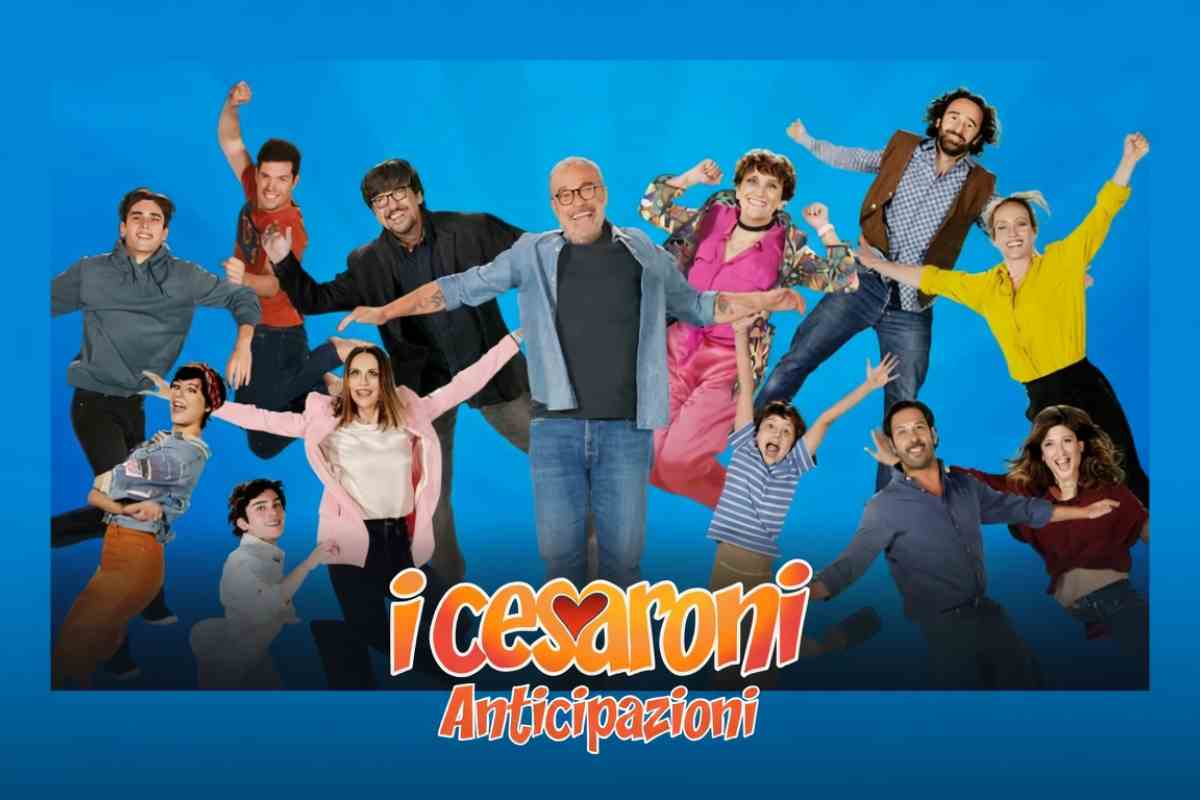 i protagonisti della serie tv i cesaroni in una locandina rielaborata